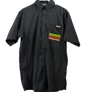 Vintage Burger King Employee Work Shirt Black Button Up Pocket SZ‎ Tag Missing